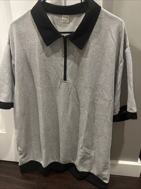 Gray Knit Polo with Black Trim